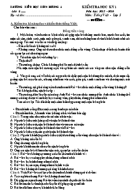 Đề kiểm tra cuối kỳ II môn Tiếng Việt + Toán Lớp 5 - Năm học 2015-2016 - Trường TH Liên Hương 1